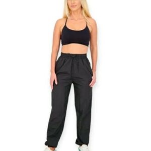 Topshop Black High-Rise Track Pants